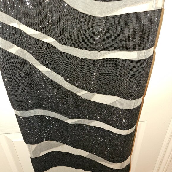 Rhinestone & Sheer Cocktail Dress - Picture 7 of 9